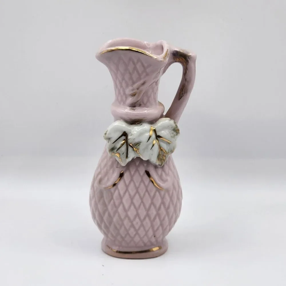 Vintage Japanese Bud Vase Porcelain Pink Hand Painted Japan